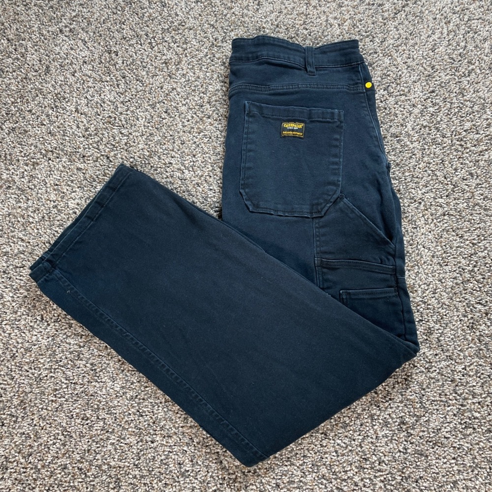 Caterpillar CAT Men's 34x31 Work Pants Navy Blue Double Knee Straight Leg